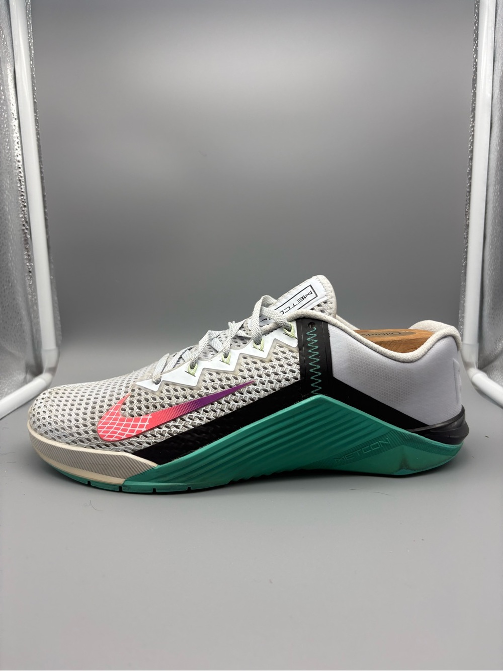 Nike | Metcon 6 Workout Shoes - Football Grey Jade ; Womens 10